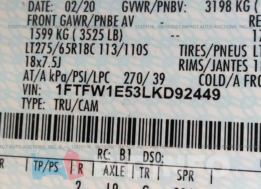 1FTFW1E53LKD92449 Photo# 9