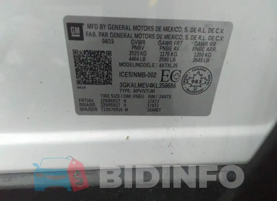 3GKALMEV4KL358686 Photo# 9