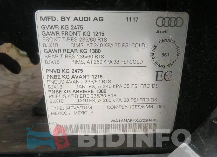 WA1ANAFYXJ2094445 Photo# 9