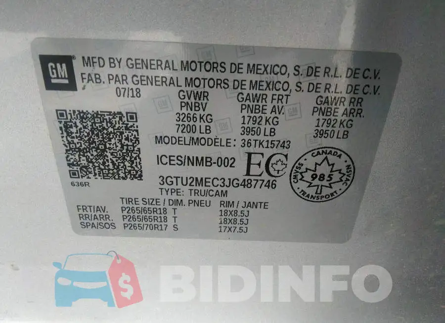 3GTU2MEC3JG487746 Photo# 9