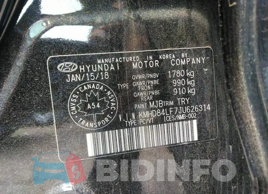 KMHD84LF7JU626314 Photo# 9