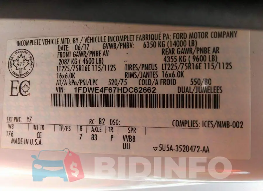 1FDWE4F67HDC62662 Photo# 10