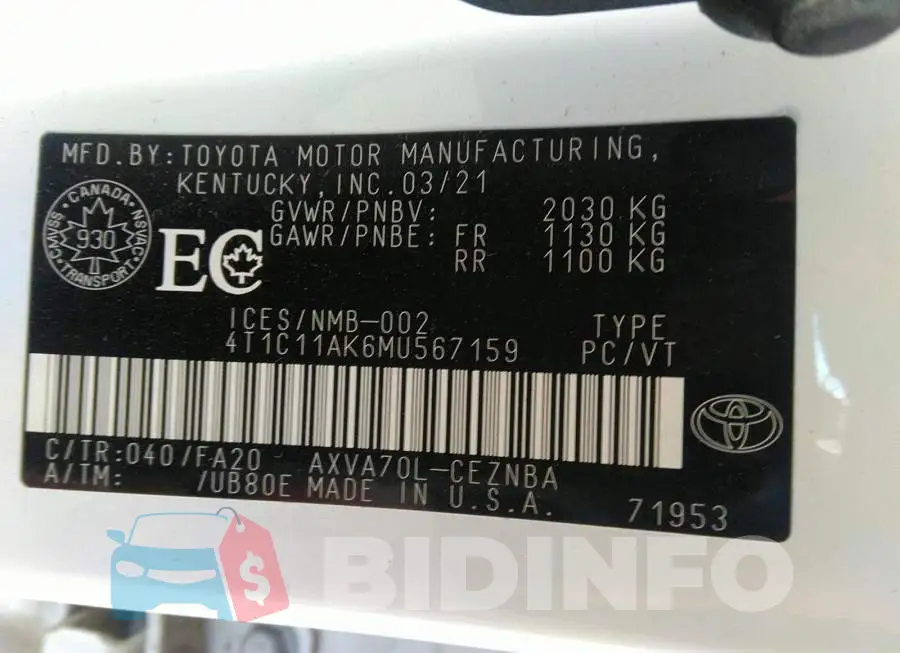 4T1C11AK6MU567159 Photo# 9