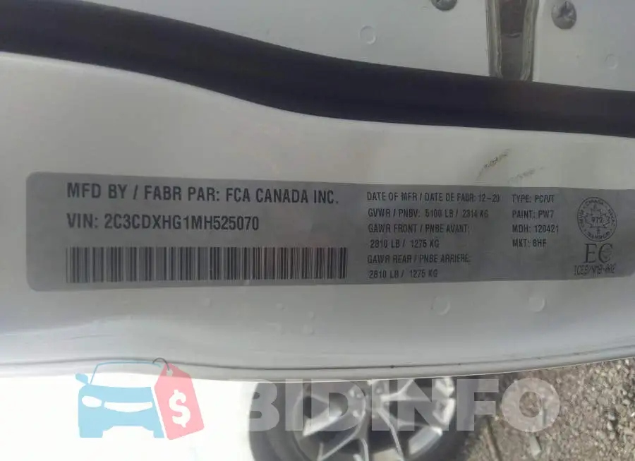2C3CDXHG1MH525070 Photo# 9