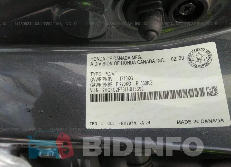 2HGFC2F73LH013392 Photo# 9