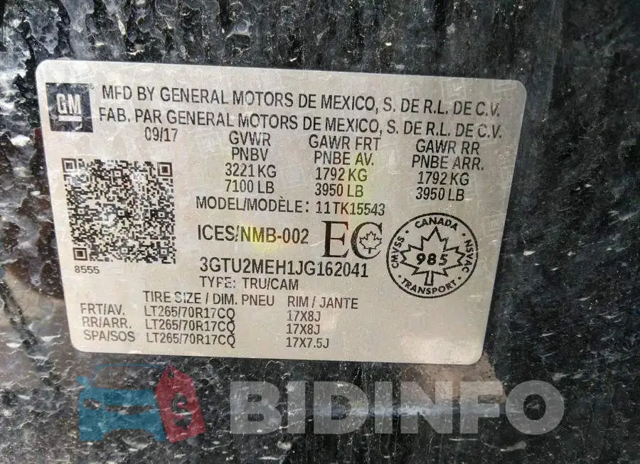 3GTU2MEH1JG162041 Photo# 9