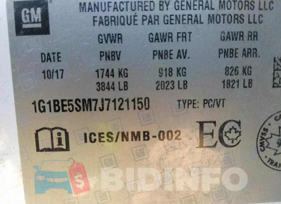 1G1BE5SM7J7121150 Photo# 9