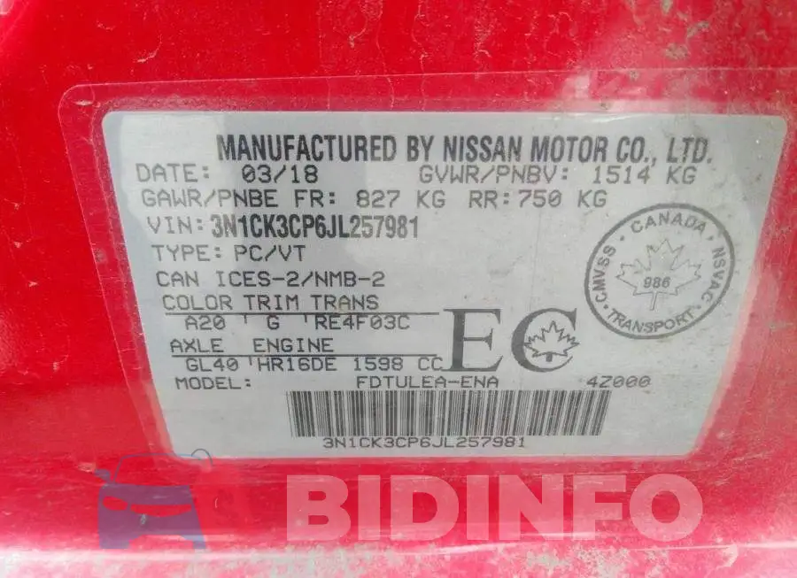 3N1CK3CP6JL257981 Photo# 9