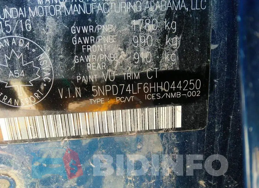 5NPD74LF6HH044250 Photo# 9