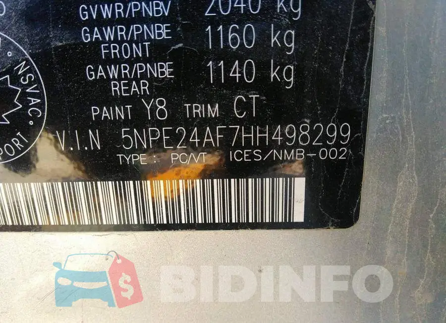 5NPE24AF7HH498299 Photo# 9
