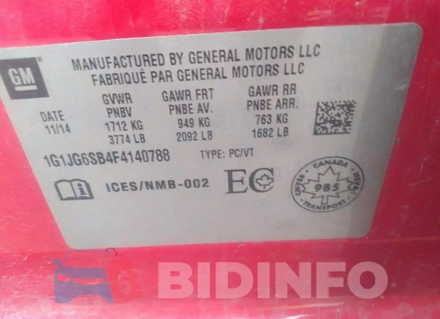 1G1JG6SB4F4140788 Photo# 9
