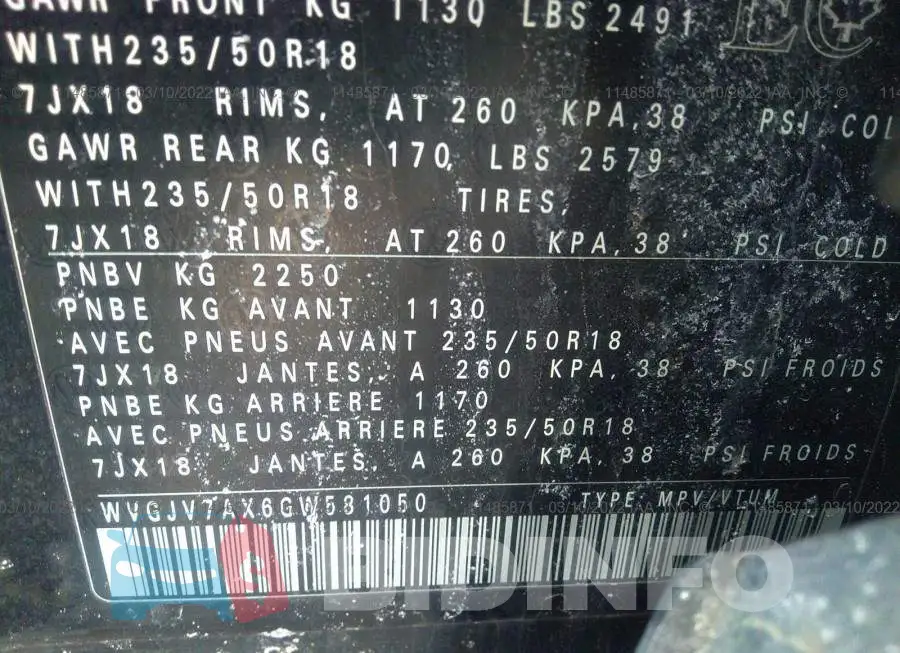 WVGJV7AX6GW581050 Photo# 9