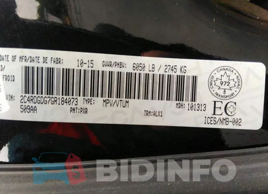 2C4RDGDG7GR184073 Photo# 9