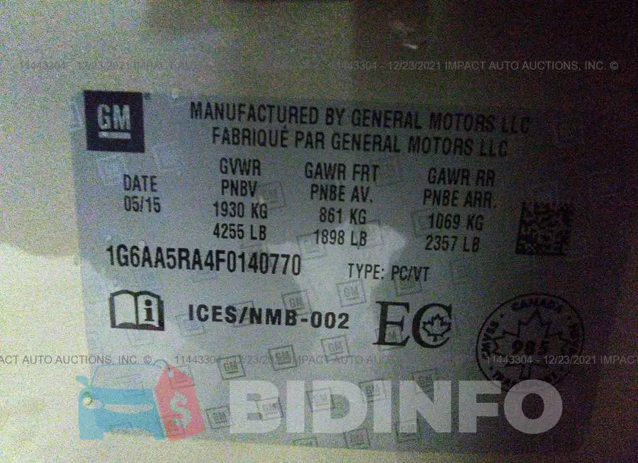 1G6AA5RA4F0140770 Photo# 9