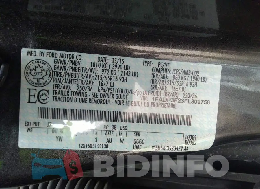 1FADP3F23FL309756 Photo# 9