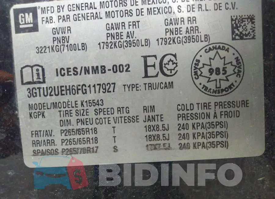 3GTU2UEH6FG117927 Photo# 9
