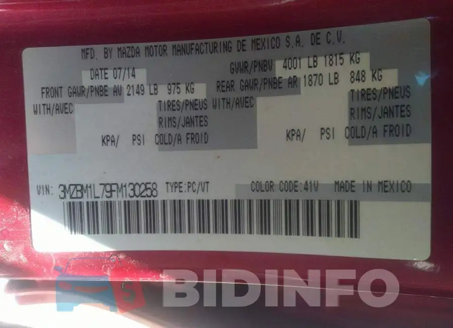 3MZBM1L79FM130258 Photo# 9