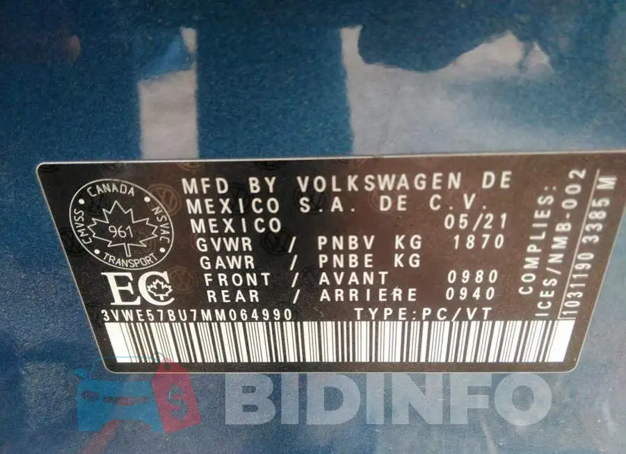 3VWE57BU7MM064990 Photo# 9