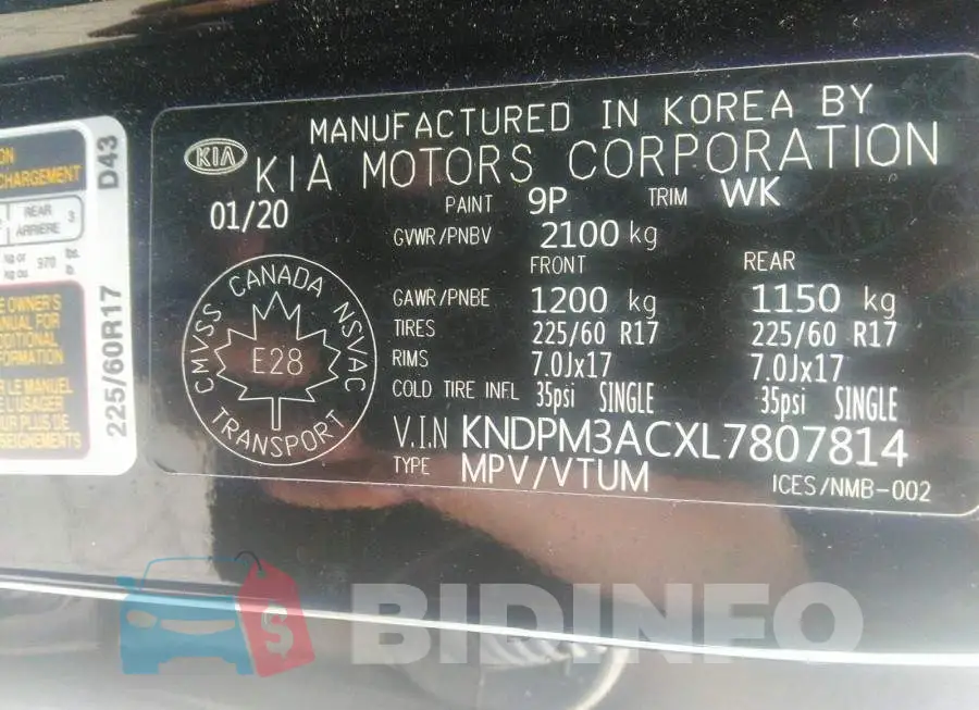 KNDPM3ACXL7807814 Photo# 9