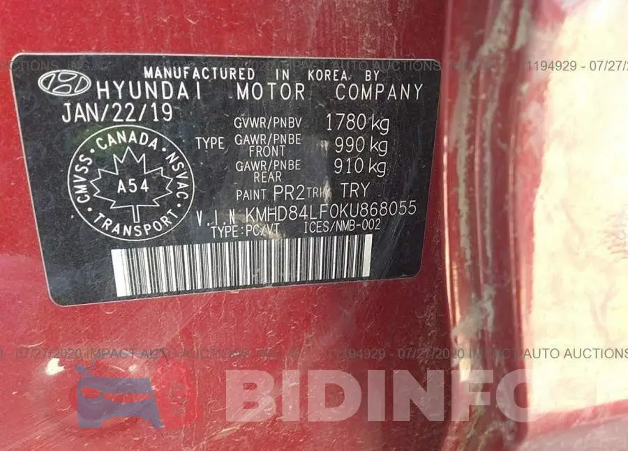KMHD84LF0KU868055 Photo# 9