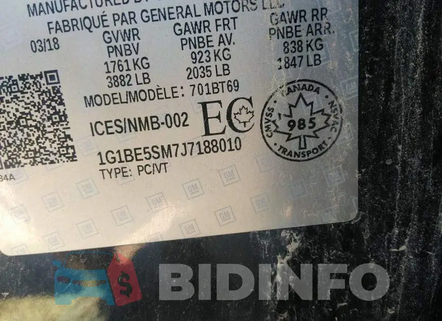 1G1BE5SM7J7188010 Photo# 9
