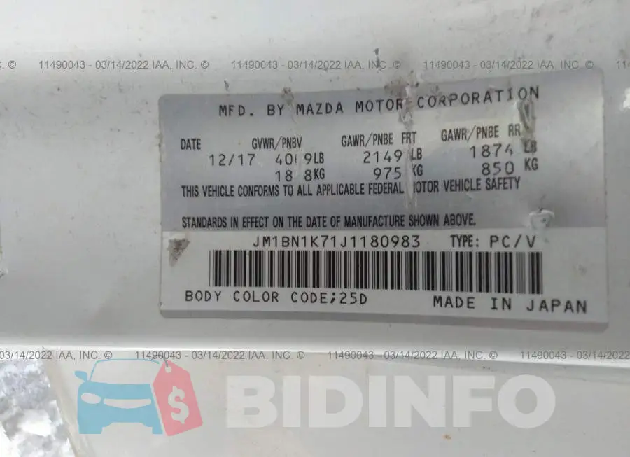 JM1BN1K71J1180983 Photo# 9