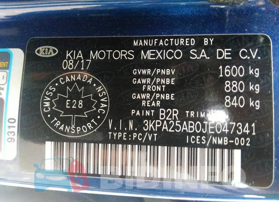 3KPA25AB0JE047341 Photo# 9