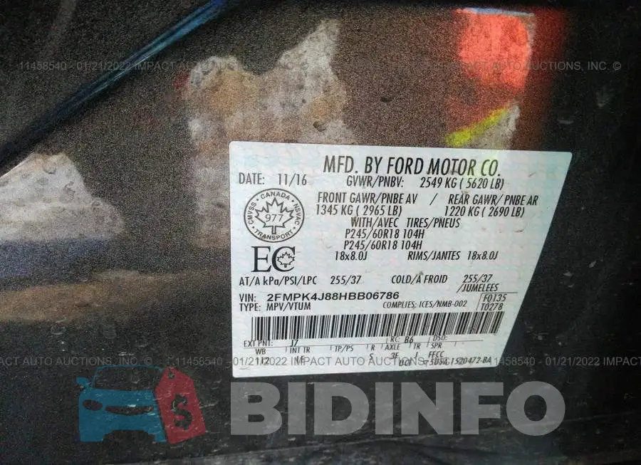 2FMPK4J88HBB06786 Photo# 9