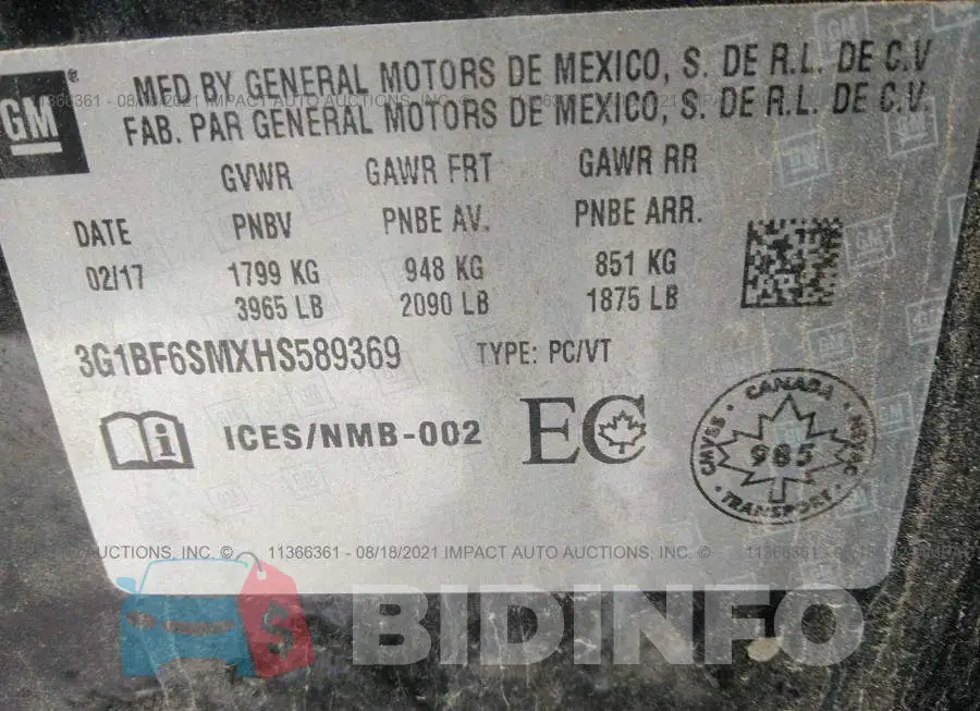3G1BF6SMXHS589369 Photo# 9
