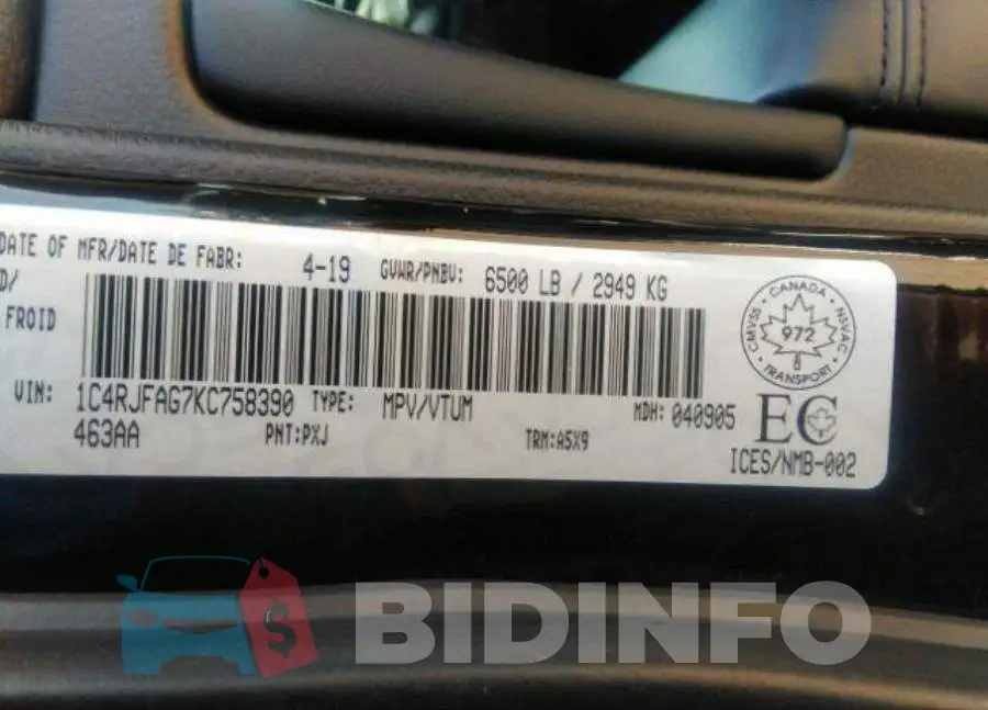 1C4RJFAG7KC758390 Photo# 9