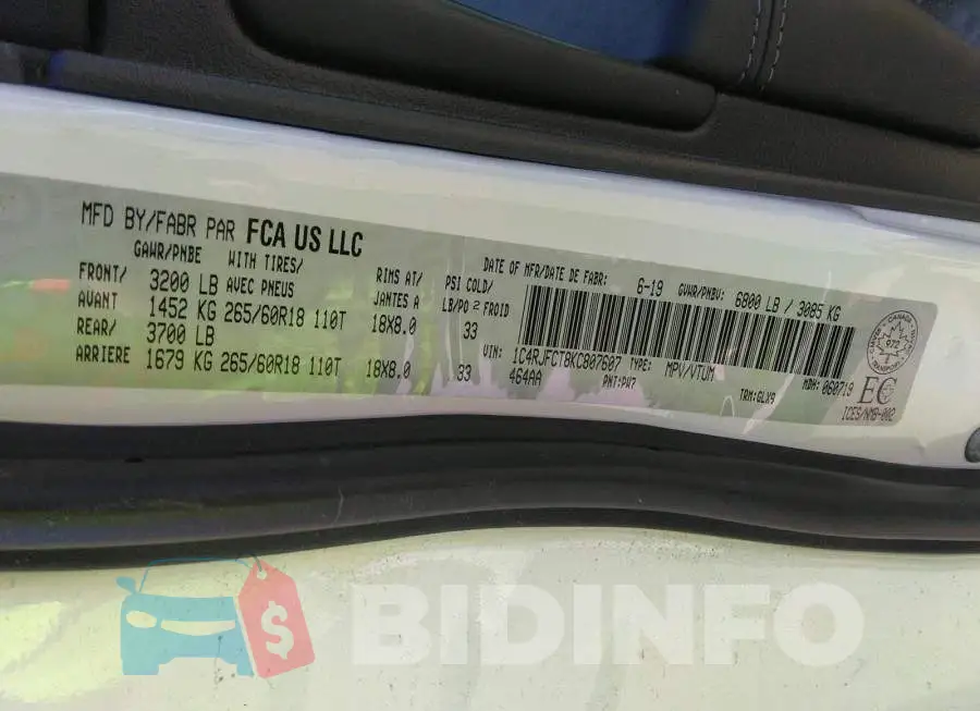 1C4RJFCT8KC807607 Photo# 9