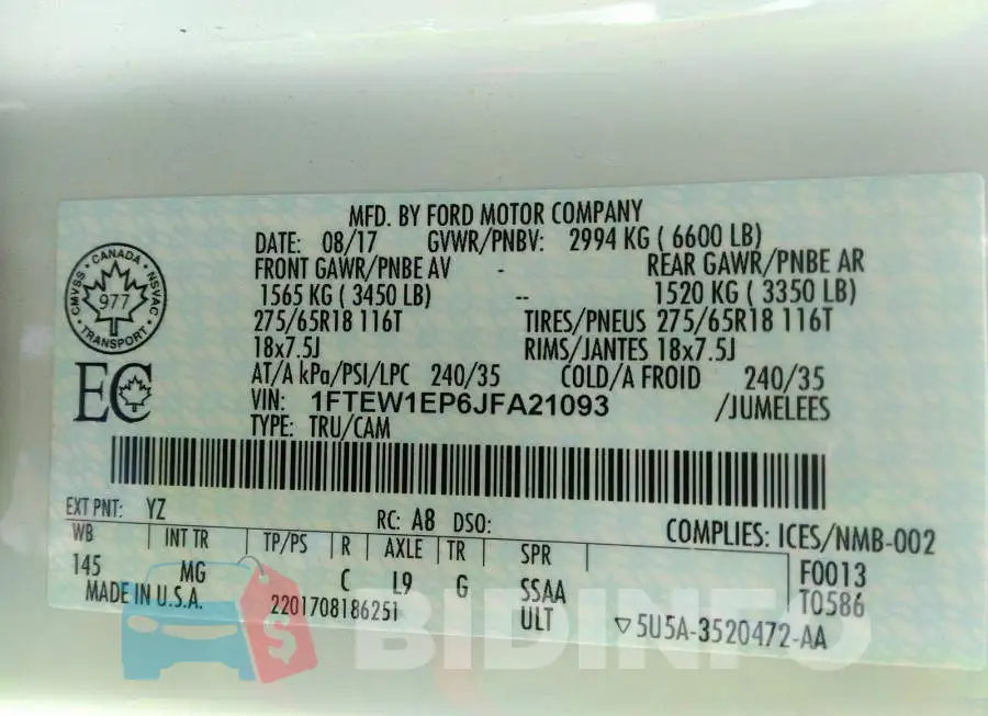 1FTEW1EP6JFA21093 Photo# 9