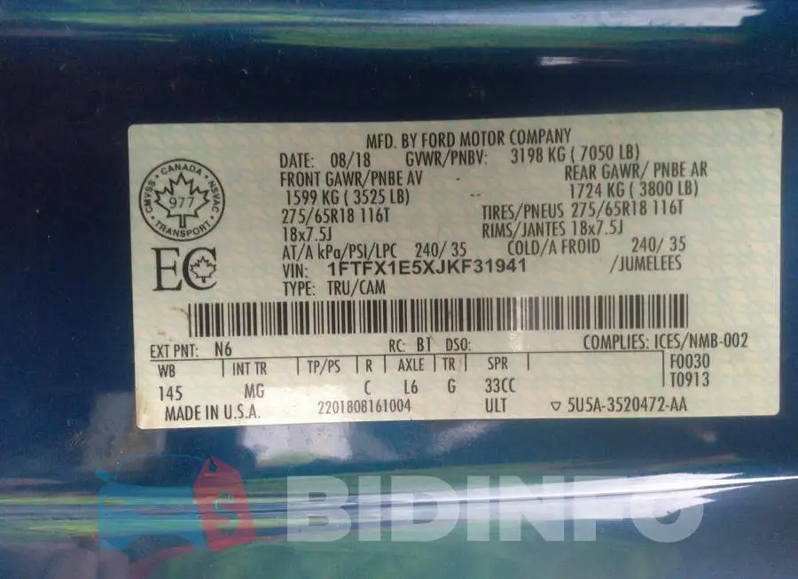 1FTFX1E5XJKF31941 Photo# 9