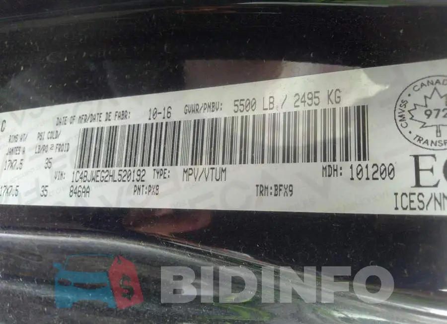1C4BJWEG2HL520192 Photo# 9