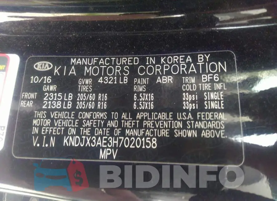 KNDJX3AE3H7020158 Photo# 9