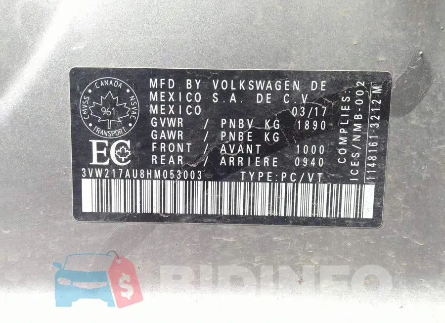 3VW217AU8HM053003 Photo# 9