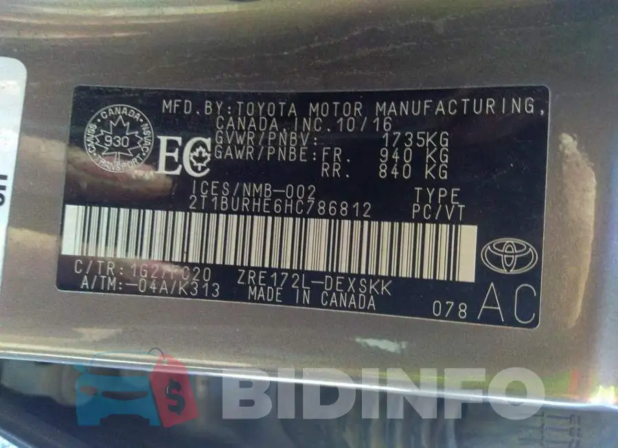 2T1BURHE6HC786812 Photo# 9