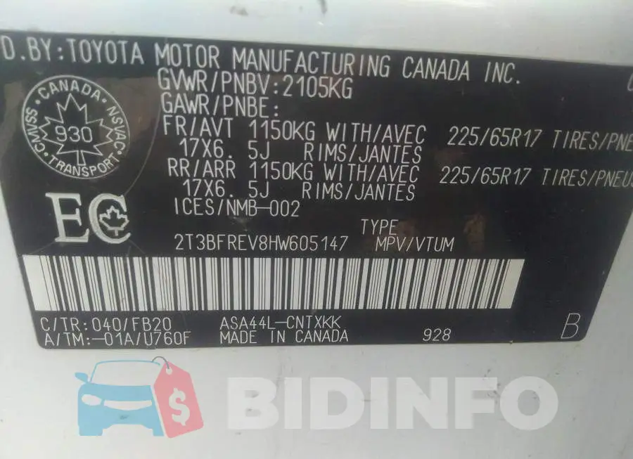 2T3BFREV8HW605147 Photo# 9