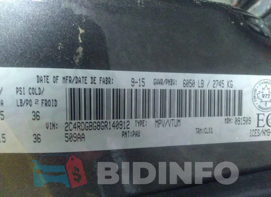 2C4RDGBG8GR140912 Photo# 9