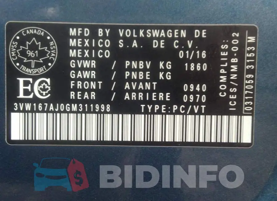 3VW167AJ0GM311998 Photo# 9