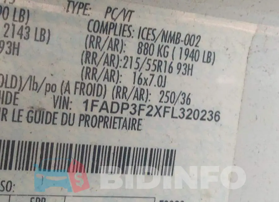 1FADP3F2XFL320236 Photo# 9
