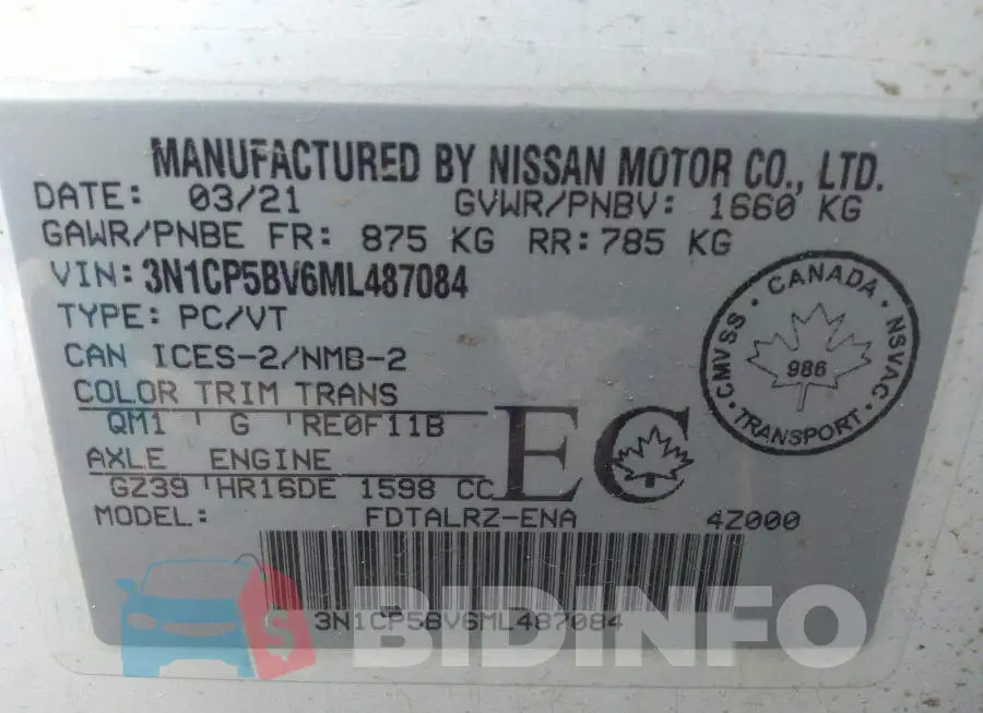 3N1CP5BV6ML487084 Photo# 9