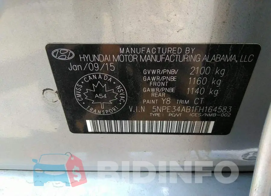 5NPE34AB1FH164583 Photo# 9