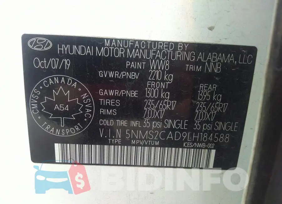 5NMS2CAD9LH184588 Photo# 9