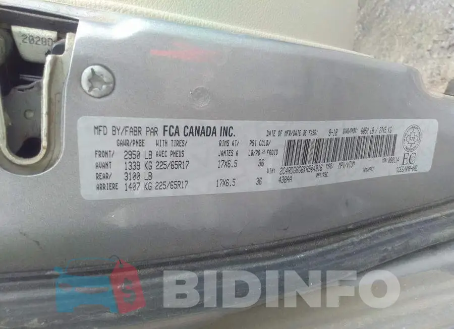 2C4RDGBG6KR504916 Photo# 9