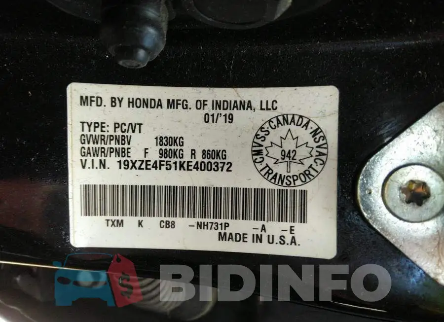 19XZE4F51KE400372 Photo# 9