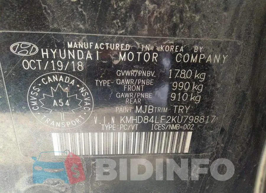 KMHD84LF2KU798817 Photo# 9