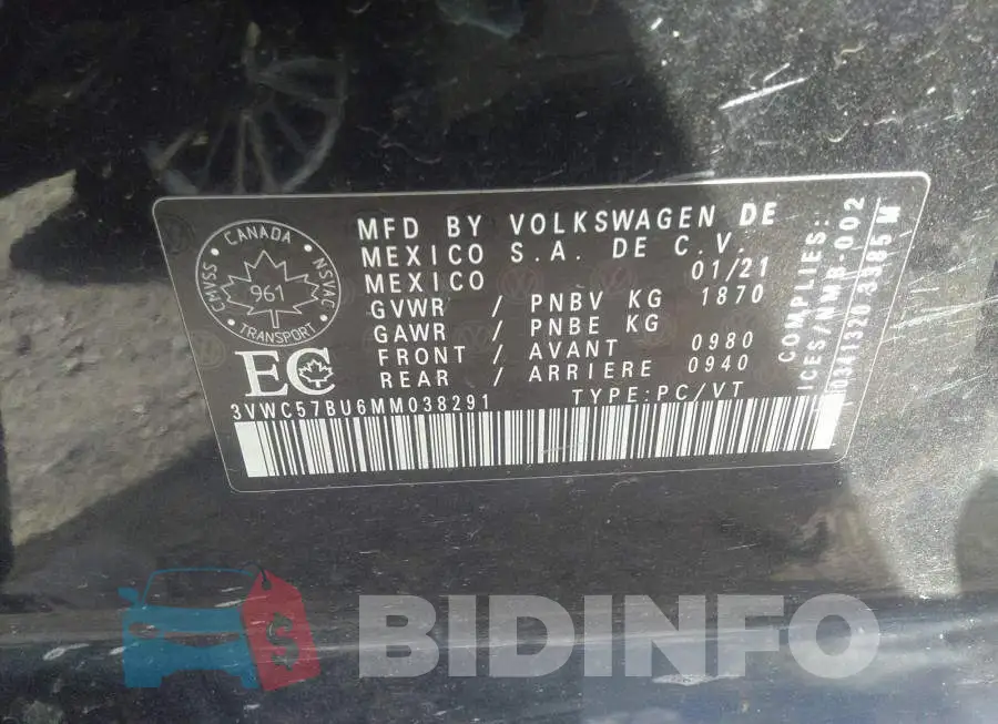 3VWC57BU6MM038291 Photo# 9