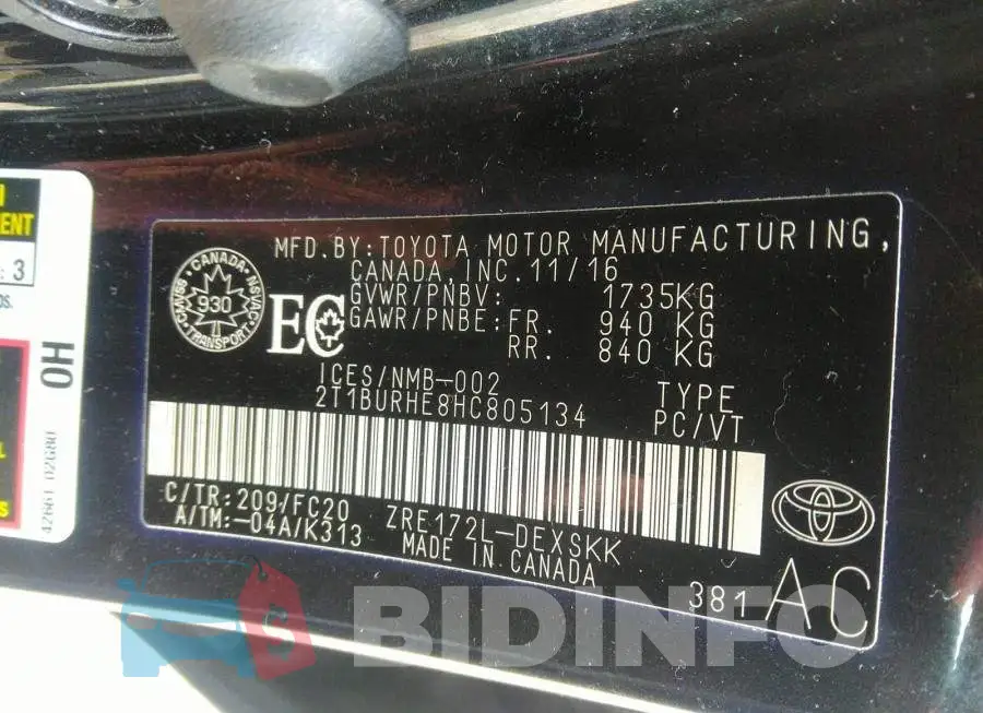 2T1BURHE8HC805134 Photo# 9