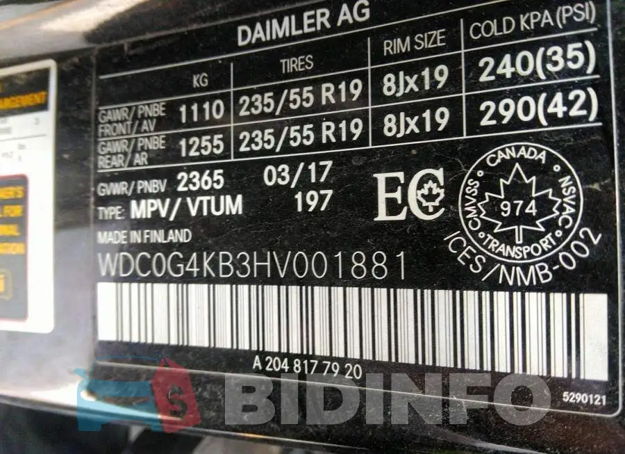 WDC0G4KB3HV001881 Photo# 9